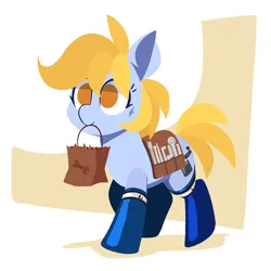 Size: 2550x2550 | Tagged: safe, artist:belaboy, derpibooru import, oc, oc:essa bolt, unofficial characters only, earth pony, pony, abstract background, bag, image, png, solo, tools