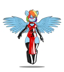 Size: 2894x3239 | Tagged: suggestive, artist:belaboy, derpibooru import, rainbow dash, anthro, pegasus, boob window, breasts, chinese dress, clothes, dress, ear piercing, female, floating, g4, gloves, image, latex, latex gloves, latex socks, looking at you, nudity, piercing, png, simple background, smiling, smiling at you, socks, solo, solo female, vulva, white background, wide hips