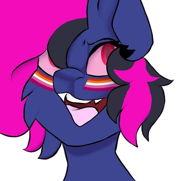 Size: 1080x1080 | Tagged: safe, artist:blankfandoms, derpibooru import, oc, oc:mistic spirit, unofficial characters only, hybrid, original species, pegasus, pony, cybernetic pony, female, image, jpeg, lesbian, lesbian pride flag, pride, pride flag, pride month, prosthetic eye, prosthetics