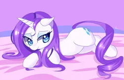 Size: 5100x3300 | Tagged: safe, artist:kawaiipony2, derpibooru import, rarity, pony, unicorn, absurd resolution, bedroom eyes, cute, eye clipping through hair, eyebrows, eyebrows visible through hair, eyeshadow, female, g4, horn, image, jpeg, lying down, makeup, mare, raribetes, side, solo, tail