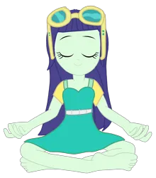 Size: 4052x4608 | Tagged: safe, artist:chrismc373, derpibooru import, blueberry cake, equestria girls, barefoot, clothes, dress, eyes closed, feet, female, g4, glasses, image, lotus position, meditating, png, solo