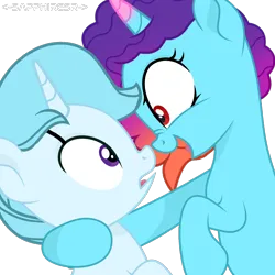 Size: 4110x4110 | Tagged: safe, artist:ramixe dash, derpibooru import, oc, oc:crystal heart g5, pony, unicorn, g4, g5, duo, female, g5 to g4, generation leap, horn, image, male, mare, misty brightdawn, png, shadow misty, simple background, stallion, transparent background