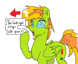 Size: 1014x837 | Tagged: safe, alternate version, artist:mileslancer, derpibooru import, oc, oc:fausty florid, unofficial characters only, pegasus, pony, female, image, mare, ms paint, png, simple background, solo, talking, white background