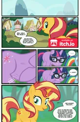 Size: 3000x4568 | Tagged: suggestive, artist:succubi samus, derpibooru import, rainbow dash, sci-twi, sunset shimmer, twilight sparkle, ponified, pegasus, pony, unicorn, comic:girls things horse things, equestria girls, g4, advertisement, bdsm, blushing, butt, butt bump, censored, comic, crotchboobs, embarrassed, equestria girls ponified, equestria girls specials, female, glow, horn, image, imminent fart, implied farting, jpeg, mare, missing cutie mark, my little pony equestria girls: spring breakdown, nipples, nose wrinkle, nudity, open mouth, paywall content, plot, sample, scared, scaredy dash, show accurate, stomach growl, stomach noise, swamp, sweat, sweatdrop, tail, tongue out, unicorn sci-twi