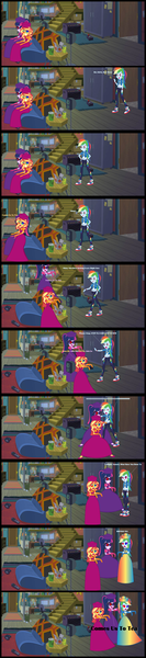 Size: 1920x8640 | Tagged: safe, artist:cartoonmasterv3, derpibooru import, rainbow dash, sunset shimmer, twilight sparkle, human, undead, zombie, equestria girls, g4, british, clothes, comic, dress, humanized, image, infected, long dress, long skirt, png, skirt