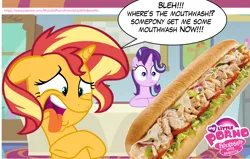 Size: 2658x1692 | Tagged: suggestive, artist:jhayarr23, derpibooru import, editor:wild stallions, pinkie pie, starlight glimmer, sunburst, sunset shimmer, pony, unicorn, comic:the first incestuous foal of sunset shimmer, my little porno: friendship with benefits, g4, spice up your life, student counsel, advertisement, brother and sister, cute, diapinkes, disgusted, explicit source, female, floppy ears, food, funny porn, high res, horn, image, implied blowjob, implied oral, implied sex, incest, looking at you, male, mare, not porn, open mouth, patreon, patreon preview, png, raised hoof, sandwich, sandwich censorship, shimmerburst, shipping, siblings, starlight's office, straight, subway (restaurant), sunny siblings, tongue out, uvula, vector, voyeurism, wide eyes