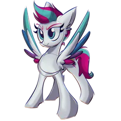 Size: 2157x2158 | Tagged: safe, artist:cupute, derpibooru import, zipp storm, pony, g5, chromatic aberration, colored sketch, colored wings, colored wingtips, determination, determined, determined look, determined smile, digital art, full body, image, multicolored hair, multicolored mane, multicolored tail, multicolored wings, png, pointy legs, pointy ponies, simple background, sketch, spread wings, stance, standing, tail, transparent background, wings