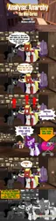 Size: 1532x5985 | Tagged: safe, artist:jasperpie, derpibooru import, oc, oc:aramau, oc:dr. wolf, oc:firebrand, oc:tightwad, oc:valor blaze, oc:velvet smoke, angry, aramau is not amused, clothes, coaltown, comic, glasses, image, magic, magic aura, mama bear, medigun, png, stroller, team fortress 2, terrified, tf2 analysis anarchy, unamused, uniform