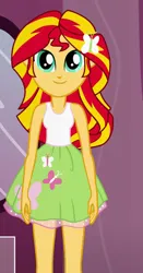 Size: 490x936 | Tagged: safe, artist:qbert2kcat, derpibooru import, sunset shimmer, equestria girls, g4, clothes, clothes swap, female, image, jpeg, shirt, skirt, solo, tanktop