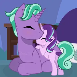 Size: 897x891 | Tagged: safe, artist:sunlightshimmer64, derpibooru import, firelight, starlight glimmer, pony, unicorn, g4, base used, butt, cute, daaaaaaaaaaaw, duo, duo male and female, eyes closed, father and child, father and daughter, female, filly, filly starlight glimmer, foal, glimmerbetes, horn, image, jpeg, male, plot, stallion, younger