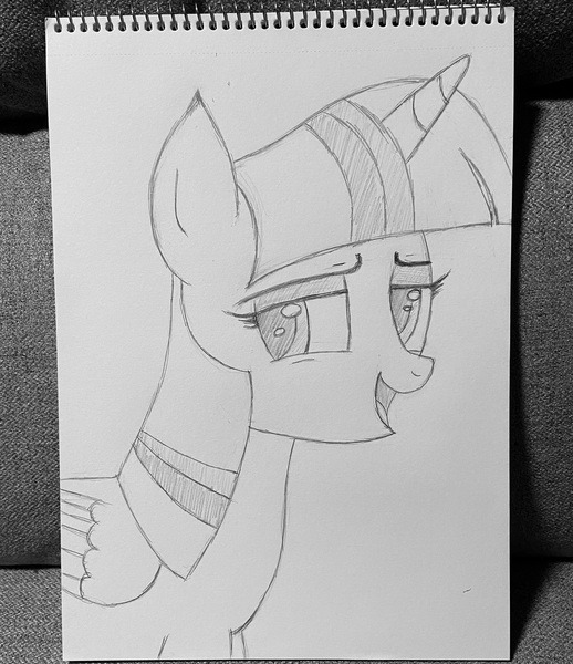 Size: 2816x3263 | Tagged: safe, artist:mangofoxx, derpibooru import, twilight sparkle, alicorn, image, jpeg, pencil drawing, sketch, smug, traditional art