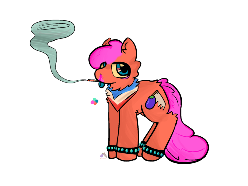 Size: 2160x1620 | Tagged: safe, artist:felixmcfurry, derpibooru import, oc, oc:freddie, unofficial characters only, earth pony, pony, :p, bags under eyes, bandana, blood, blue eyes, bracelet, cbts pdl flag, cigarette, cutie mark, earth pony oc, edgy, image, lightly watermarked, male, nosebleed, not next gen, pink blood, png, shading, simple background, smoke, solo, spiked anklets, spiked wristband, tongue out, transparent background, watermark, wristband