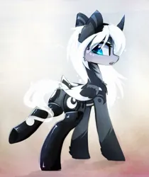 Size: 1501x1786 | Tagged: safe, artist:magnaluna, derpibooru import, princess luna, alicorn, pony, g4, both cutie marks, butt, cheek fluff, chest fluff, clothes, colored wings, dock, eye clipping through hair, female, folded wings, horn, image, jpeg, latex, latex socks, looking back, mare, moonbutt, multicolored wings, open mouth, plot, raised leg, socks, solo, tail, white-haired luna, wings