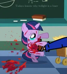 Size: 487x541 | Tagged: semi-grimdark, artist:fredbear666, derpibooru import, edit, edited screencap, editor:fredbear666, screencap, twilight sparkle, human, pony, 1000 hours in ms paint, abuse, abuse edit, bad edit, blood, blue pants, crying, female, filly, filly twilight sparkle, foal, foal abuse, image, kicking, png, text, twilybuse, younger