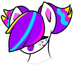 Size: 460x410 | Tagged: safe, artist:kharmacal, derpibooru import, oc, oc:palette, unofficial characters only, earth pony, artfight, bust, colorful, image, pigtails, png, portrait, simple background, solo, transparent background