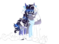 Size: 1854x1388 | Tagged: safe, artist:sakimiaji, derpibooru import, oc, oc:oreo cream, pegasus, pony, clothes, female, horns, image, mare, png, scarf, simple background, socks, solo, transparent background