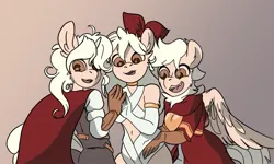 Size: 897x539 | Tagged: artist needed, source needed, safe, derpibooru import, oc, unofficial characters only, anthro, pegasus, unicorn, centurion, female, fencer, horn, image, jpeg, siblings, sisters, triplets