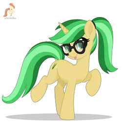 Size: 2500x2500 | Tagged: safe, artist:r4hucksake, derpibooru import, oc, oc:popcorn, pony, unicorn, female, glasses, horn, image, mare, png, simple background, solo, tongue out, transparent background