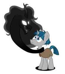 Size: 869x989 | Tagged: safe, artist:messy sketch, derpibooru import, pony of shadows, stygian, oc, oc:dimnpra, pony, unicorn, g4, black, blue, duo, duo male and female, female, gray, horn, image, male, png, shadow, simple background, stallion, white background