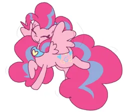 Size: 1370x1232 | Tagged: safe, artist:gravity1037, derpibooru import, pinkie pie, pegasus, pony, g4, alternate cutie mark, alternate hair color, alternate mane color, alternate tail color, big mane, big tail, cute, diapinkes, emanata, eyes closed, female, flapping wings, flying, heart, horse collar, image, mare, pegasus pinkie pie, peytral, png, race swap, simple background, smiling, solo, spread wings, striped mane, striped tail, tail, white background, wings