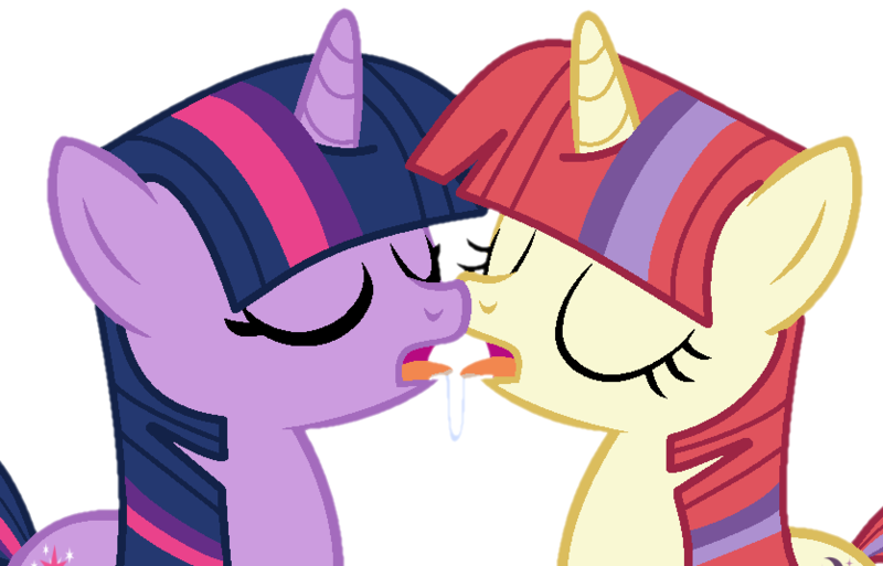 Size: 835x535 | Tagged: suggestive, artist:stryapastylebases, artist:twilyisbestpone, derpibooru import, moondancer, twilight sparkle, pony, unicorn, g4, base used, derpibooru exclusive, drool, drool string, duo, duo female, eyes closed, female, french kiss, horn, image, kissing, lesbian, mare, png, ship:twidancer, shipping, simple background, transparent background, unicorn twilight