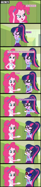 Size: 1920x8640 | Tagged: safe, artist:cartoonmasterv3, derpibooru import, pinkie pie, twilight sparkle, human, equestria girls, equestria girls series, g4, stressed in show, stressed in show: pinkie pie, spoiler:eqg series (season 2), 8 panel comic, alternate ending, alternate universe, comic, food, humanized, image, infected, my little pony equestria girls: choose your own ending, png, tea