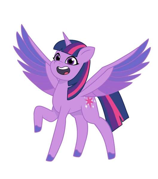 Size: 1200x1360 | Tagged: safe, artist:jazzhooves, derpibooru import, twilight sparkle, twilight sparkle (alicorn), alicorn, pony, g4, g5, my little pony: tell your tale, colored wings, concave belly, female, fit, g4 to g5, generation leap, horn markings, image, jpeg, mare, multicolored wings, open mouth, raised hoof, simple background, slender, solo, spread wings, standing, style emulation, thin, white background, wings