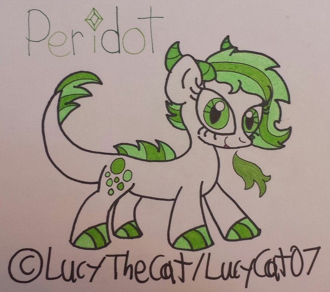 Size: 2378x2103 | Tagged: safe, artist:shelbi-cat, derpibooru import, oc, oc:peridot, unofficial characters only, dracony, hybrid, fire, fire breath, image, interspecies offspring, jpeg, looking at you, offspring, parent:rarity, parent:spike, parents:sparity, solo, traditional art