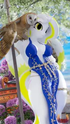 Size: 2160x3840 | Tagged: suggestive, artist:loveslove, ponerpics import, oc, unofficial characters only, anthro, bird, eagle, 3d, bikini, breasts, cleavage, clothes, dress, female, image, jpeg, swimsuit