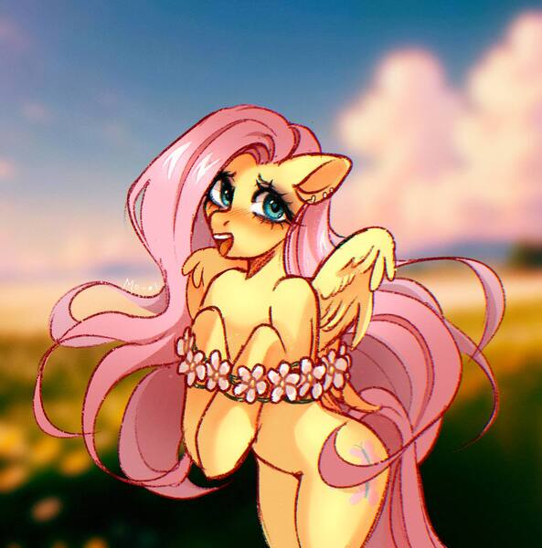 Size: 1266x1280 | Tagged: safe, artist:mi_art, derpibooru import, fluttershy, pegasus, semi-anthro, g4, image, jpeg, solo