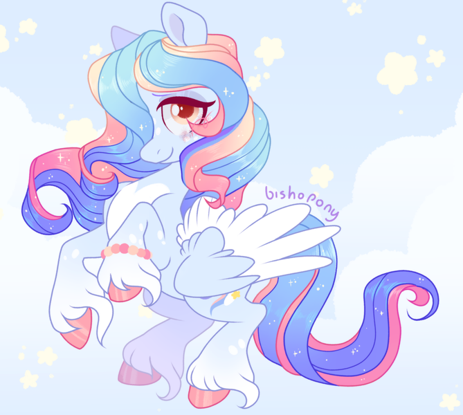 Size: 2739x2455 | Tagged: safe, artist:bishopony, derpibooru import, oc, oc:star bright, unofficial characters only, pegasus, pony, 2023, abstract background, ambiguous gender, artfight, blue coat, blue eyeshadow, blush scribble, blushing, bracelet, brown pupils, coat markings, colored eyelashes, colored hooves, colored pupils, colored wings, colored wingtips, curly mane, eyelashes, eyeshadow, gift art, gradient legs, hair over one eye, high res, hooves, image, jewelry, lidded eyes, long mane, long tail, makeup, old art, orange eyes, partially open wings, pegasus oc, pink hooves, png, raised hoof, raised hooves, rearing, red eyelashes, shiny hooves, shiny mane, shiny tail, signature, sky background, slender, socks (coat marking), solo, sparkly mane, sparkly tail, stars, tail, thin, thin legs, two toned mane, two toned tail, two toned wings, wall of tags, wavy mane, wavy tail, wings