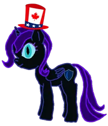 Size: 749x873 | Tagged: safe, artist:alexlayer, artist:benoit rochon, artist:cmara, artist:railpony, artist:taionafan369, artist:ziyun2368461573, derpibooru import, editor:railpony, editor:taionafan369, oc, oc:nyx, alicorn, pony, adolescent, alicorn oc, base used, canada, canadian american, female, female oc, folded wings, hat, horn, image, mare, mare oc, older, older nyx, png, pony oc, simple background, slit pupils, solo, top hat, transparent background, uncle sam, united states, wings