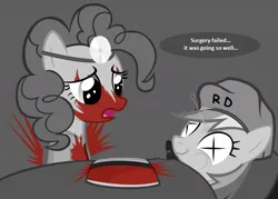 Size: 1081x772 | Tagged: grimdark, artist:zacatron94, derpibooru import, pinkie pie, rainbow dash, bad end, blood, dead, death, failure, game over, image, jpeg, parody, pewdiepie, pinkie pie/ pewdiepie combiner, surgeon, surgeon simulator 2013, video game, x eyes