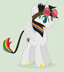 Size: 828x935 | Tagged: safe, artist:stephen-fisher, derpibooru import, oc, oc:lightning bliss, aviator goggles, beige background, cute, goggles, image, jpeg, ocbetes, simple background