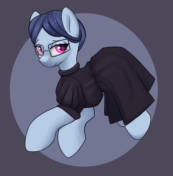 Size: 2791x2841 | Tagged: safe, artist:dumbwoofer, derpibooru import, earth pony, pony, g5, clothes, dress, female, glasses, image, looking at you, maid, mare, paisley bluebell, png, simple background, smiling, smiling at you, solo