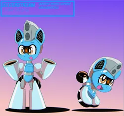 Size: 1600x1500 | Tagged: safe, artist:trackheadtherobopony, derpibooru import, oc, oc:silverstream (robot pony), unofficial characters only, original species, pony, robot, robot pony, semi-anthro, wheelpone, gradient background, image, japanese, moon runes, png, solo, text