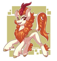 Size: 1687x1812 | Tagged: safe, artist:fizzy-dog, derpibooru import, autumn blaze, kirin, pony, g4, cute, cute little fangs, fangs, female, image, jpeg, mare, open mouth, smiling, solo