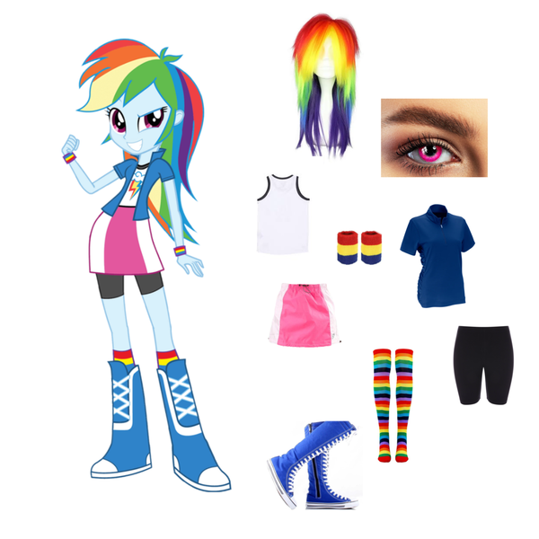 Size: 1280x1280 | Tagged: safe, derpibooru import, rainbow dash, human, equestria girls, g4, accessory, boots, clothes, converse, cycling shorts, eye, eyebrows, female, fist, hair, happy, image, irl, irl human, jacket, knee-high boots, long hair, long socks, multicolored hair, outfit, photo, pink eyes, png, rainbow hair, raised arm, shirt, shoes, short sleeves, shorts, simple background, skirt, smiling, socks, solo, standing, straight hair, tanktop, teeth, vector, white background, wig, wristband, zipper