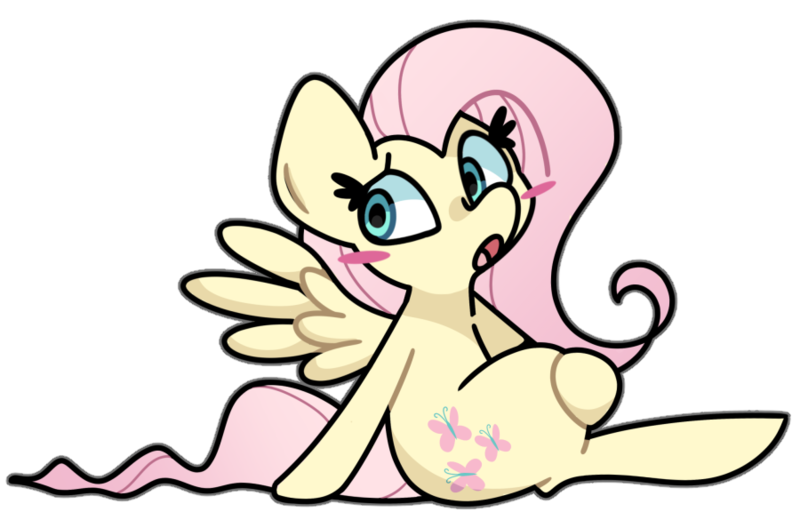 Size: 900x594 | Tagged: safe, artist:kindakismet, derpibooru import, fluttershy, pegasus, pony, g4, blush sticker, blushing, image, png, simple background, sitting, solo, transparent background