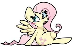 Size: 900x594 | Tagged: safe, artist:kindakismet, derpibooru import, fluttershy, pegasus, pony, g4, blush sticker, blushing, image, png, simple background, sitting, solo, transparent background