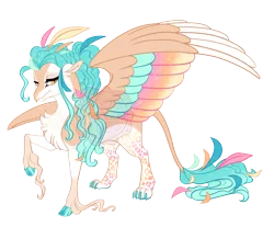 Size: 4100x3400 | Tagged: safe, artist:gigason, derpibooru import, oc, oc:macaw, hippogriff, colored wings, image, magical lesbian spawn, multicolored wings, offspring, parent:gilda, parent:princess celestia, png, simple background, solo, transparent background, wings