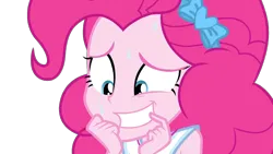 Size: 2160x1216 | Tagged: safe, artist:blockslikepl, derpibooru import, edit, edited screencap, screencap, pinkie pie, human, equestria girls, g4, background removed, female, grin, image, nervous, nervous grin, png, simple background, smiling, solo, sweat, transparent background