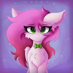 Size: 3500x3500 | Tagged: safe, artist:gaffy, derpibooru import, oc, oc:ellie berryheart, unofficial characters only, flaffy, pegasus, pony, g4, abstract background, black eyeshadow, bowtie, eyeshadow, female, green eyes, image, looking at you, makeup, png, pokémon, solo, wings