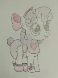 Size: 3071x4081 | Tagged: safe, artist:snowflakepone, derpibooru import, sweetie belle, pony, g4, adult foal, big eyes, colored, diaper, diaper fetish, eye lashes, female, fetish, filly, foal, image, jpeg, non-baby in diaper, simple background, standing, traditional art