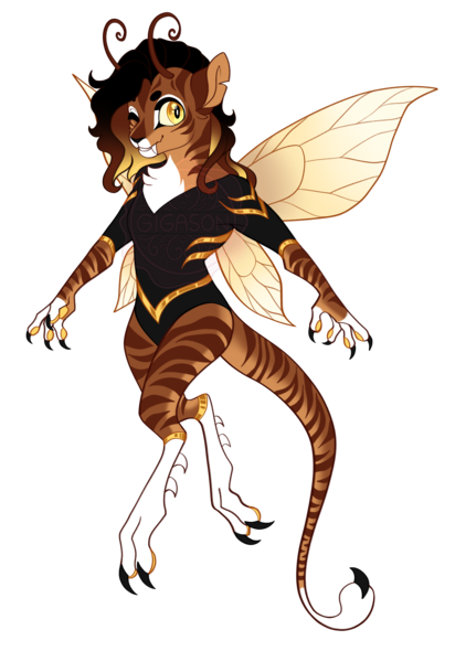 Size: 3500x5100 | Tagged: safe, artist:gigason, derpibooru import, oc, oc:wasp, unofficial characters only, hybrid, image, offspring, parent:capper dapperpaws, png, simple background, solo, transparent background