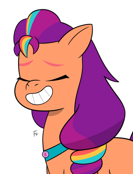 Size: 1994x2601 | Tagged: safe, artist:frownfactory, derpibooru import, sunny starscout, earth pony, pony, g5, my little pony: tell your tale, eyes closed, female, image, mane stripe sunny, png, simple background, smiling, transparent background