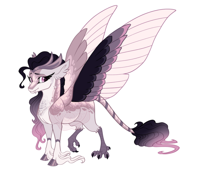 Size: 4200x3600 | Tagged: safe, artist:gigason, derpibooru import, oc, oc:lucifeather, hippogriff, hybrid, image, parent:queen novo, png, simple background, solo, transparent background