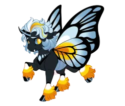 Size: 3800x3200 | Tagged: safe, artist:gigason, derpibooru import, oc, oc:karner, unofficial characters only, changedling, changeling, black body, black hooves, blue mane, butterfly wings, changedling oc, changeling oc, cloven hooves, coat markings, colored belly, colored eyebrows, colored fetlocks, colored hooves, colored horn, colored sclera, colored wings, commission, fangs, fetlock tuft, floppy ears, hooves, horn, image, looking back, male, multicolored mane, multicolored wings, pale belly, png, raised hoof, raised leg, shiny hooves, simple background, slit pupils, smiling, socks (coat marking), solo, spread wings, three toned mane, transparent background, tri-color mane, tri-colored mane, tricolor mane, tricolored mane, unique horn, wall of tags, watermark, white pupils, wings, yellow eyes