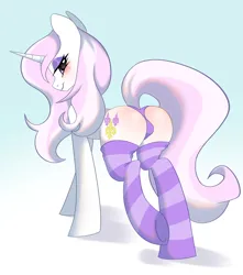 Size: 3552x4023 | Tagged: suggestive, artist:haruk, ponerpics import, fleur-de-lis, pony, butt, butt blush, clothes, female, image, jpeg, mare, panties, socks, striped socks, underwear