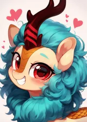 Size: 800x1120 | Tagged: prompter needed, safe, ai content, derpibooru import, machine learning generated, stable diffusion, kirin, generator:pony diffusion v6 xl, heart, image, jpeg, prompt in description, smiling, solo